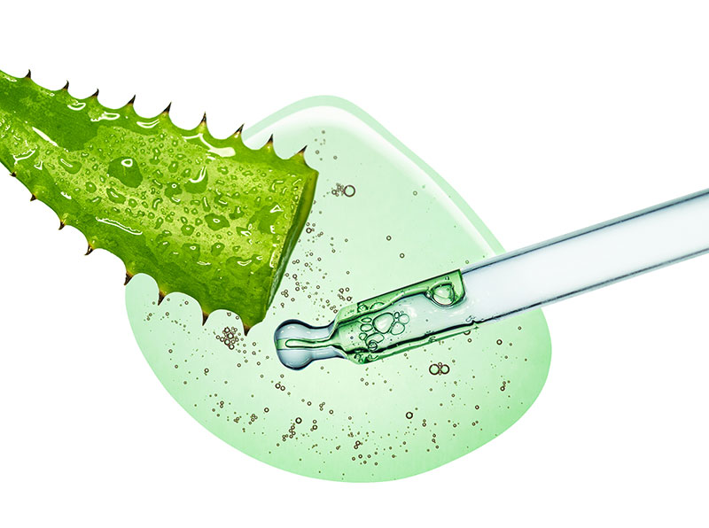 Custom Formulation Program Image featuring a dropper and Aloe Gel